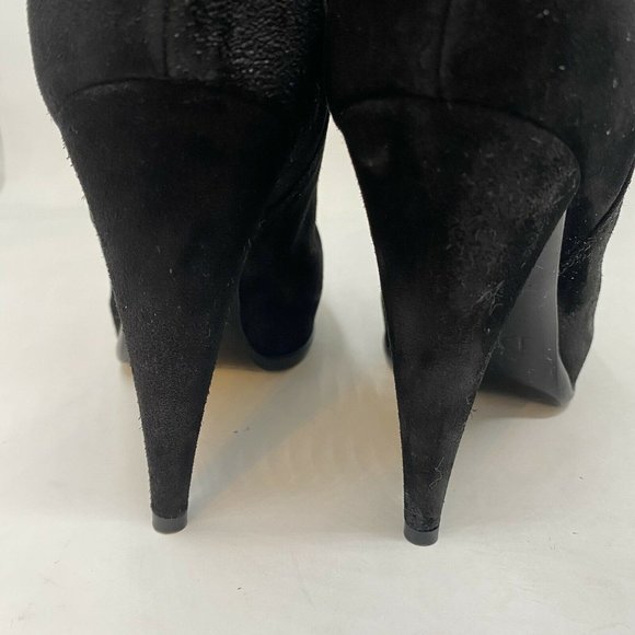 Christian Dior Dress Boots 38.5 8 Black Suede Bow Round Toe Party High Heel Shoe - Picture 10 of 11